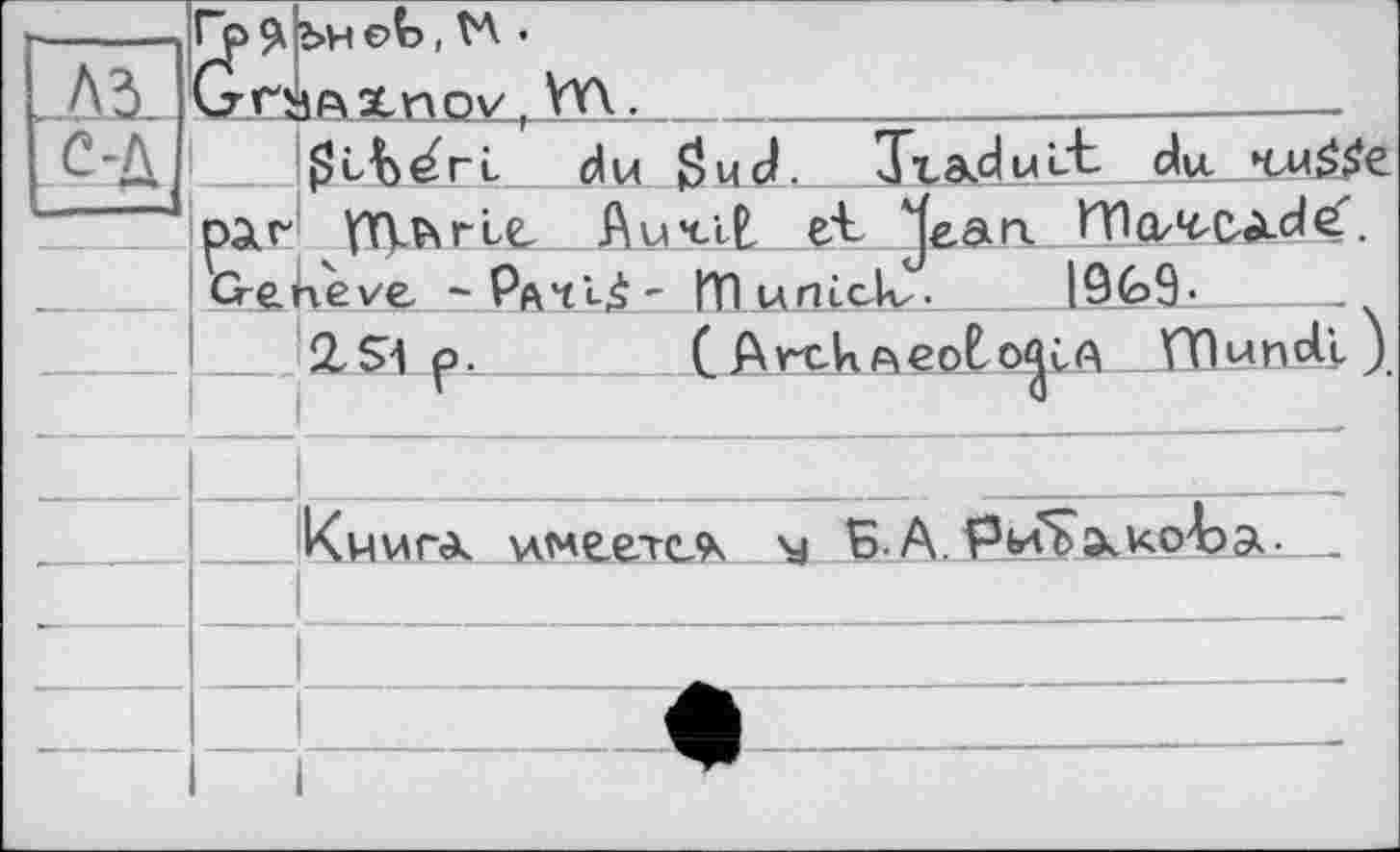 ﻿,Л^	rp<à!bH€>t>, VA • G-rsftxnov. Va .		 _ .	
с-д		{SlWrî. du Such Traduit du Kcu££e
	Pàr Crei	VflPsttt Аич-it et Jean
		rveve, -РаЧі£- tTluniclv.	|9t>9-
		2,S1 p.	C Avt-k ACoE O^vA m^ndt )
		
			—	Книгах имеется м В. A. РиЬЭхКоЪа-_
— - -		
-						 _